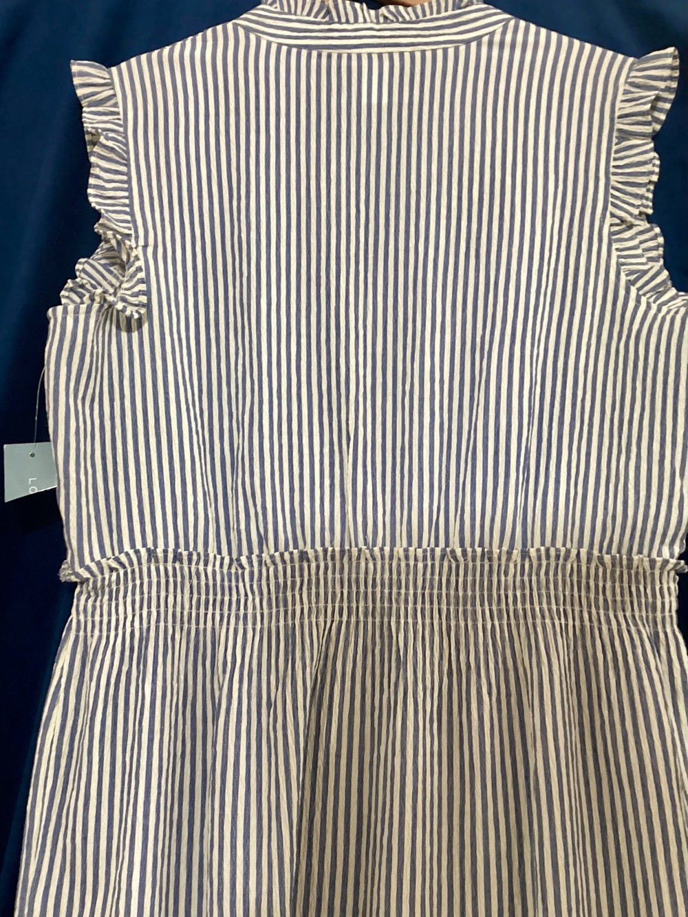 London Times Sleeveless Striped Maxi Dress - White and Navy - Picture 4 of 9
